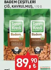 TARIM KREDİ BADEM ÇEŞİTLERİ ÇİĞ / KAVRULMUŞ 170 G TARIM KREDİ BADEM ÇEŞİTLERİ ÇİĞ / KAVRULMUŞ 170 G